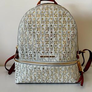 Micheal Kors Cream and Gold Backpack